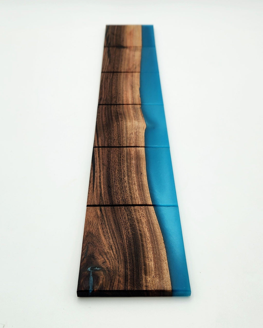 Continuous Grain Black Walnut & Caribbean Blue Epoxy | Set of 6 (C)