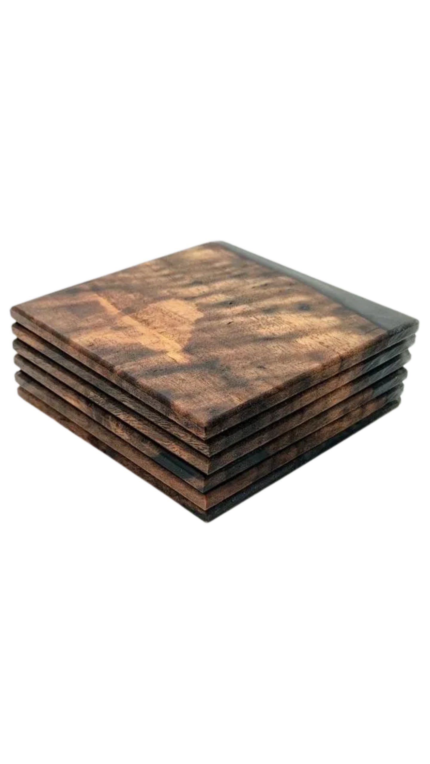 Continuous Grain Black Walnut & Metallic Epoxy | Set of 6 (D)