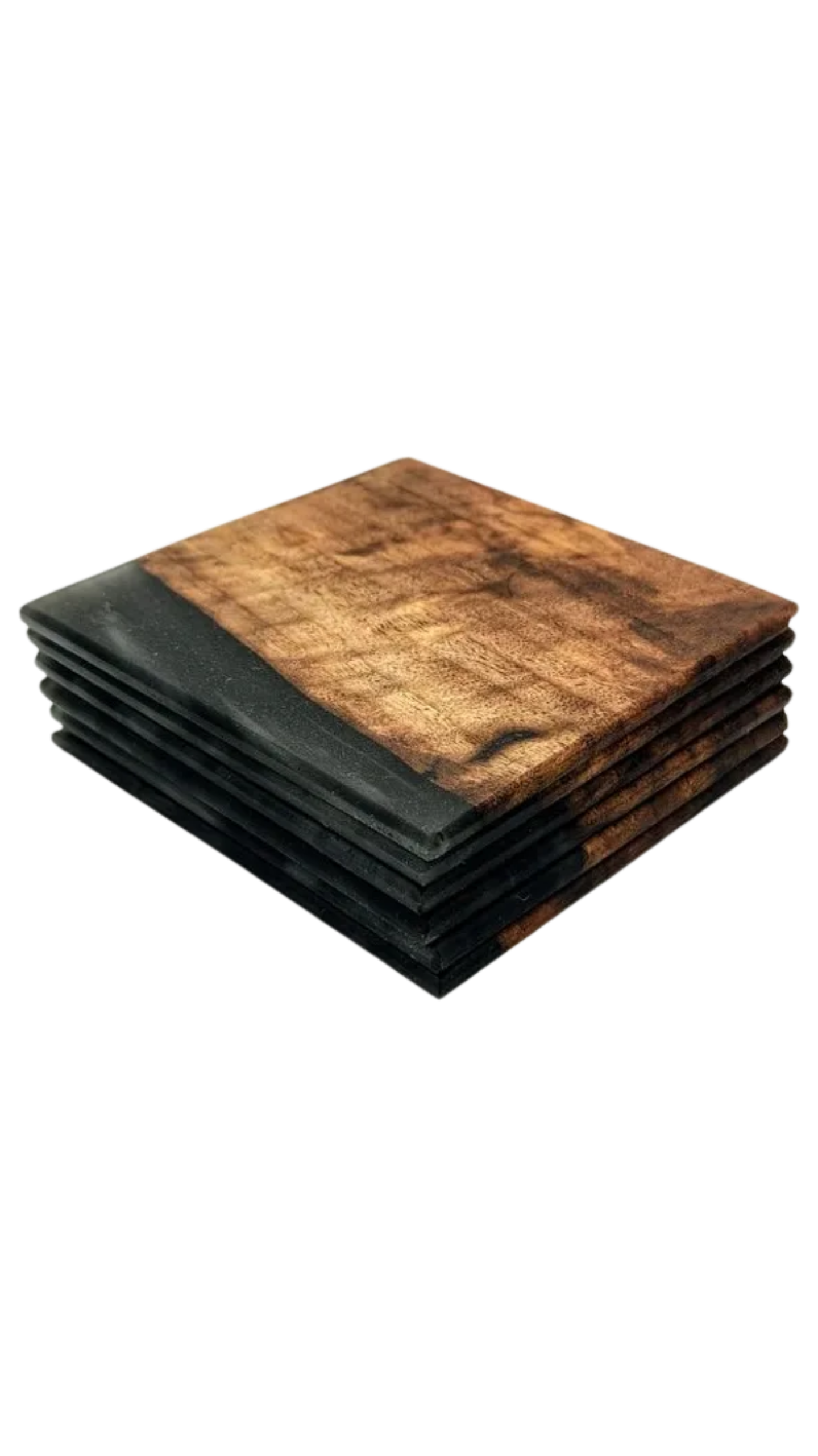 Continuous Grain Black Walnut & Metallic Epoxy | Set of 6 (E)