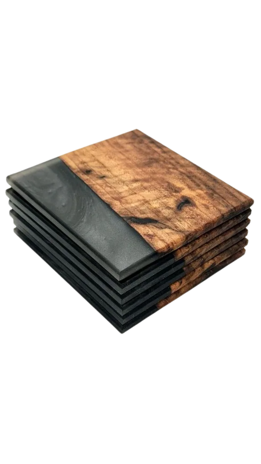 Continuous Grain Black Walnut & Metallic Epoxy | Set of 6 (F)