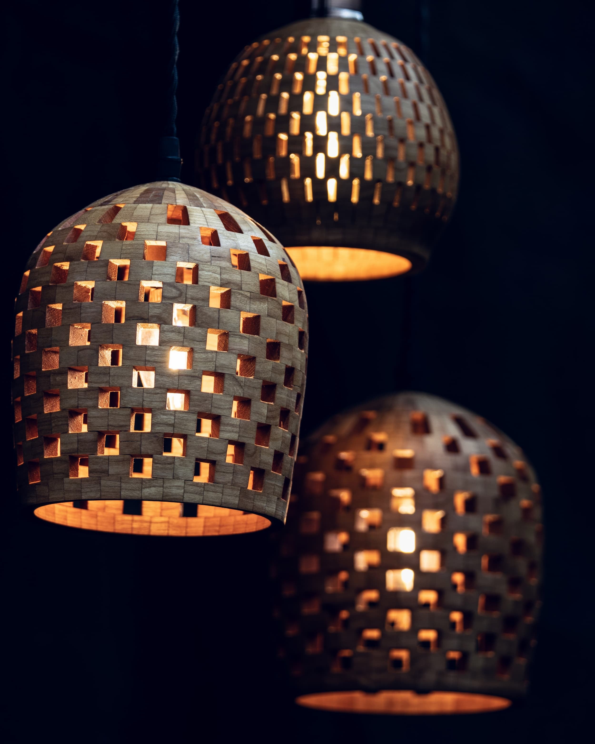 Segmented Cherry Pendant Light, 6" x 7"
