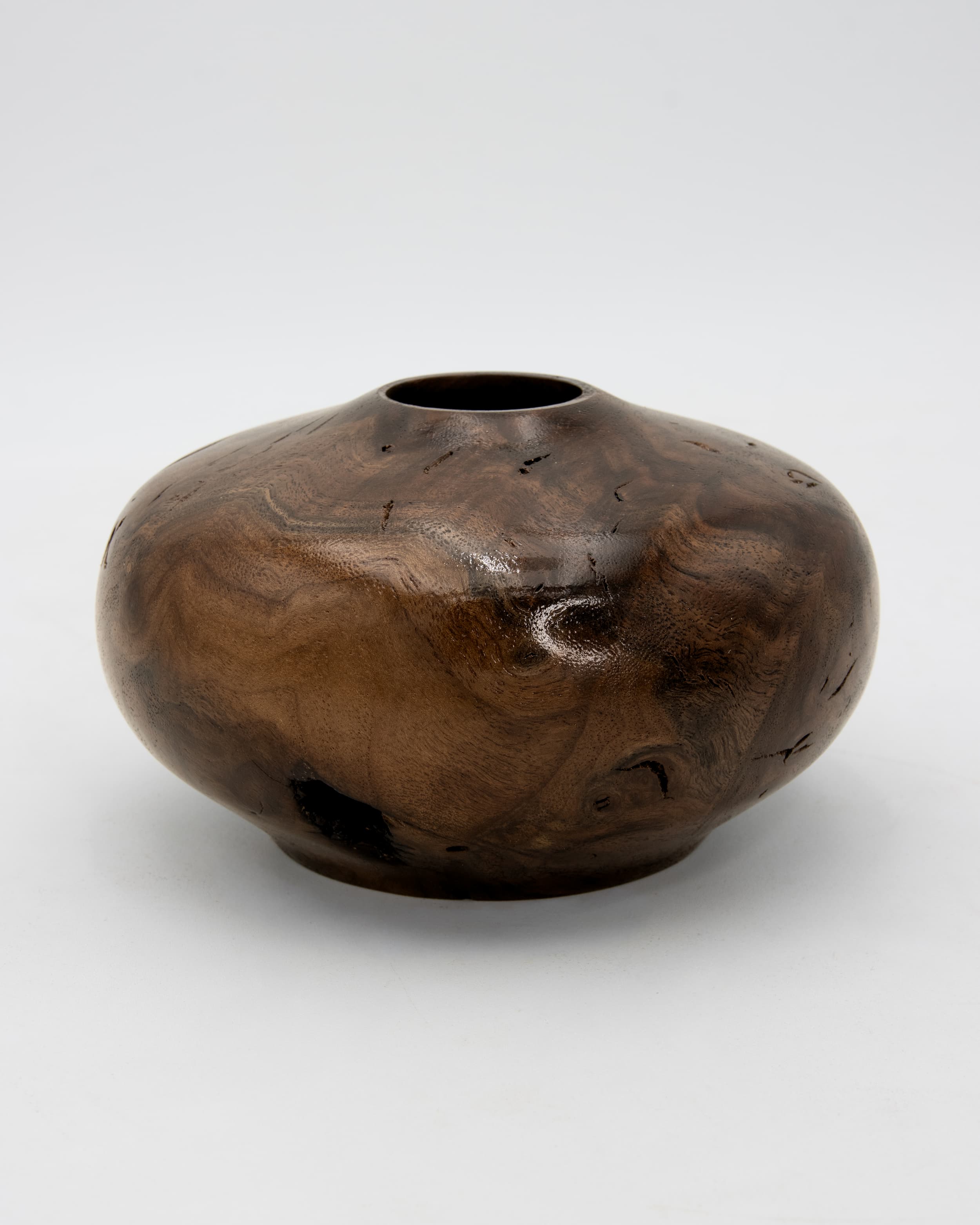 Black Walnut Burl Hollow Form, 5.5" x 3"