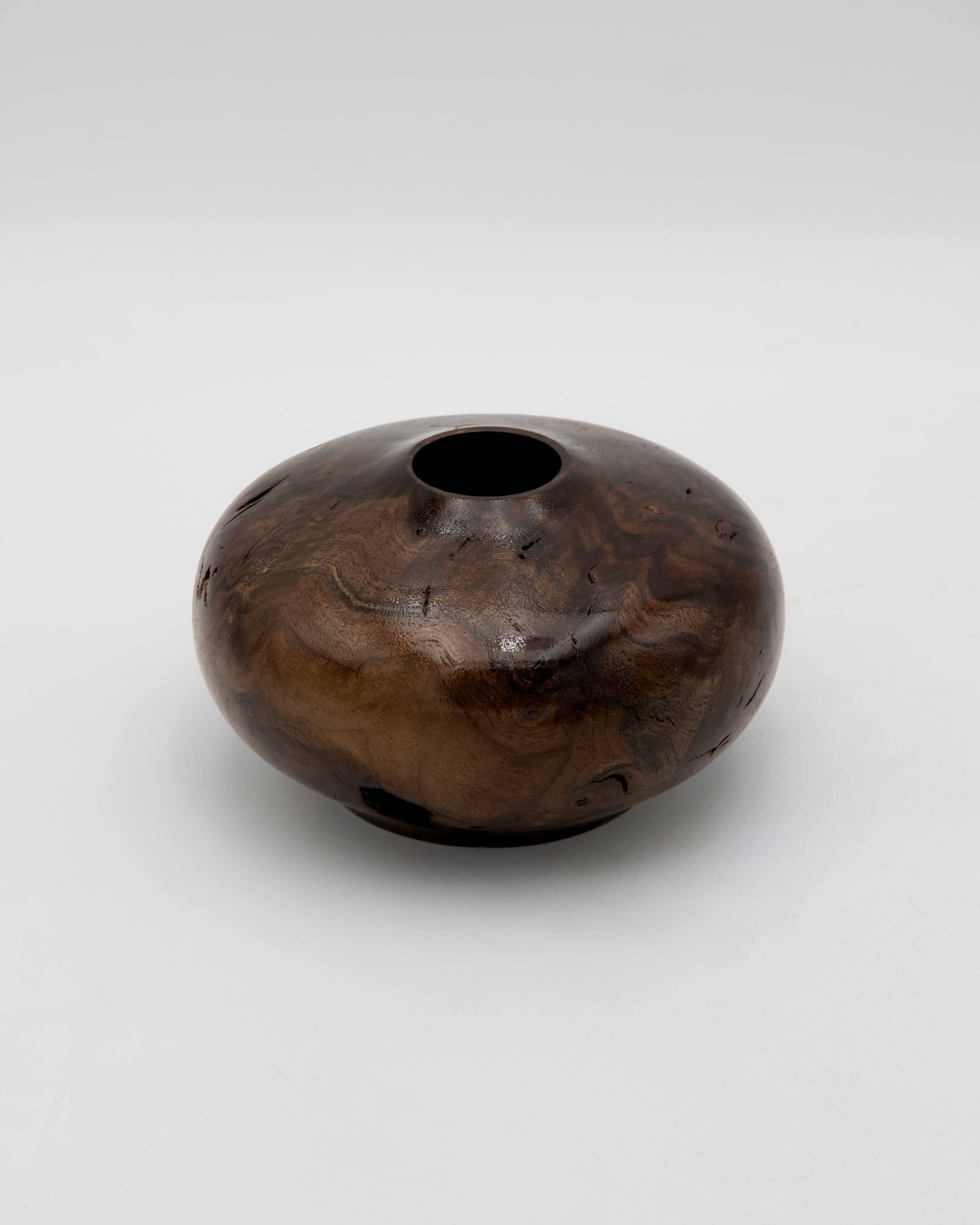 Black Walnut Burl Hollow Form, 5.5" x 3"