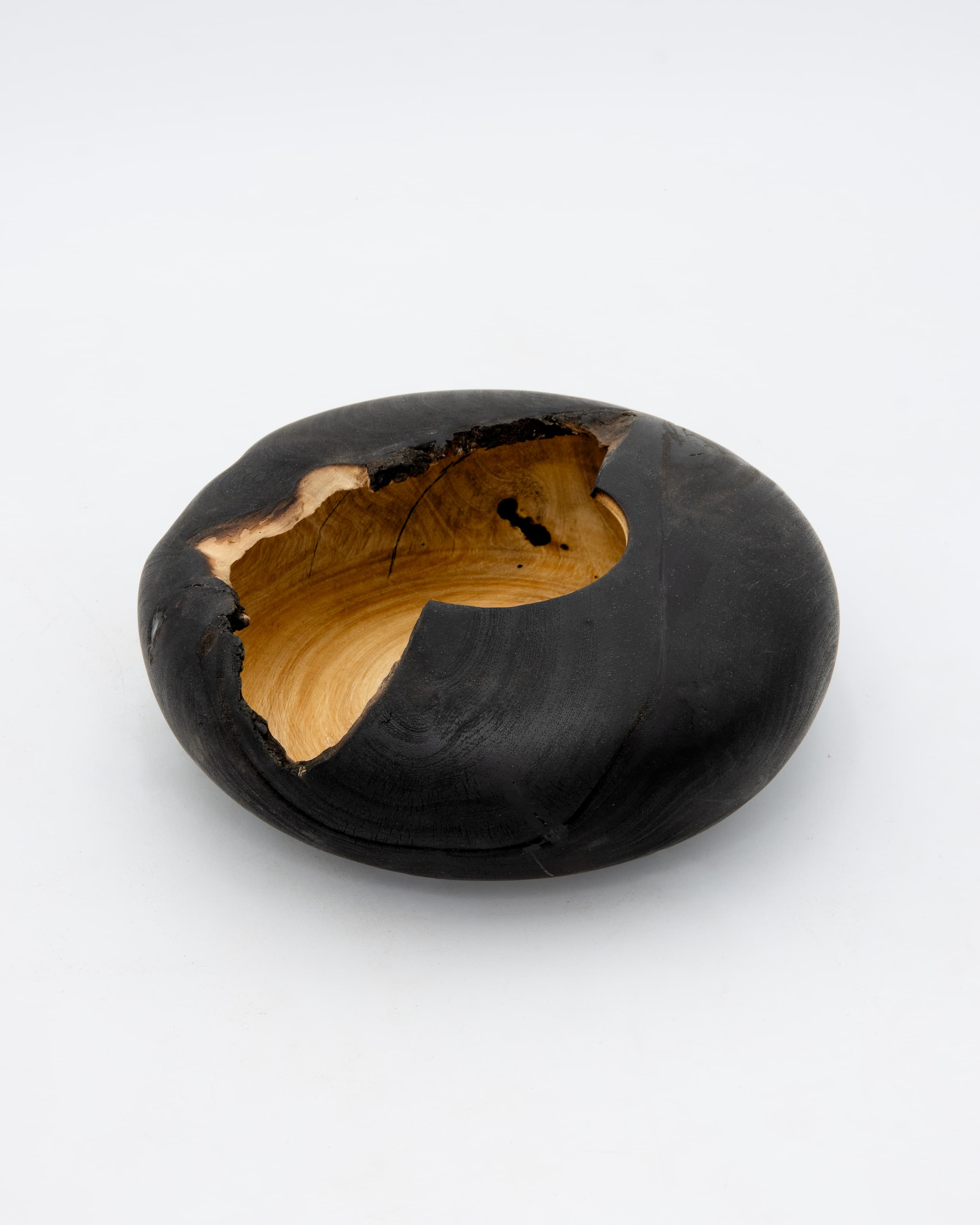 Shou Sugi Ban Orange Hollow Form, 7" x 2.5"