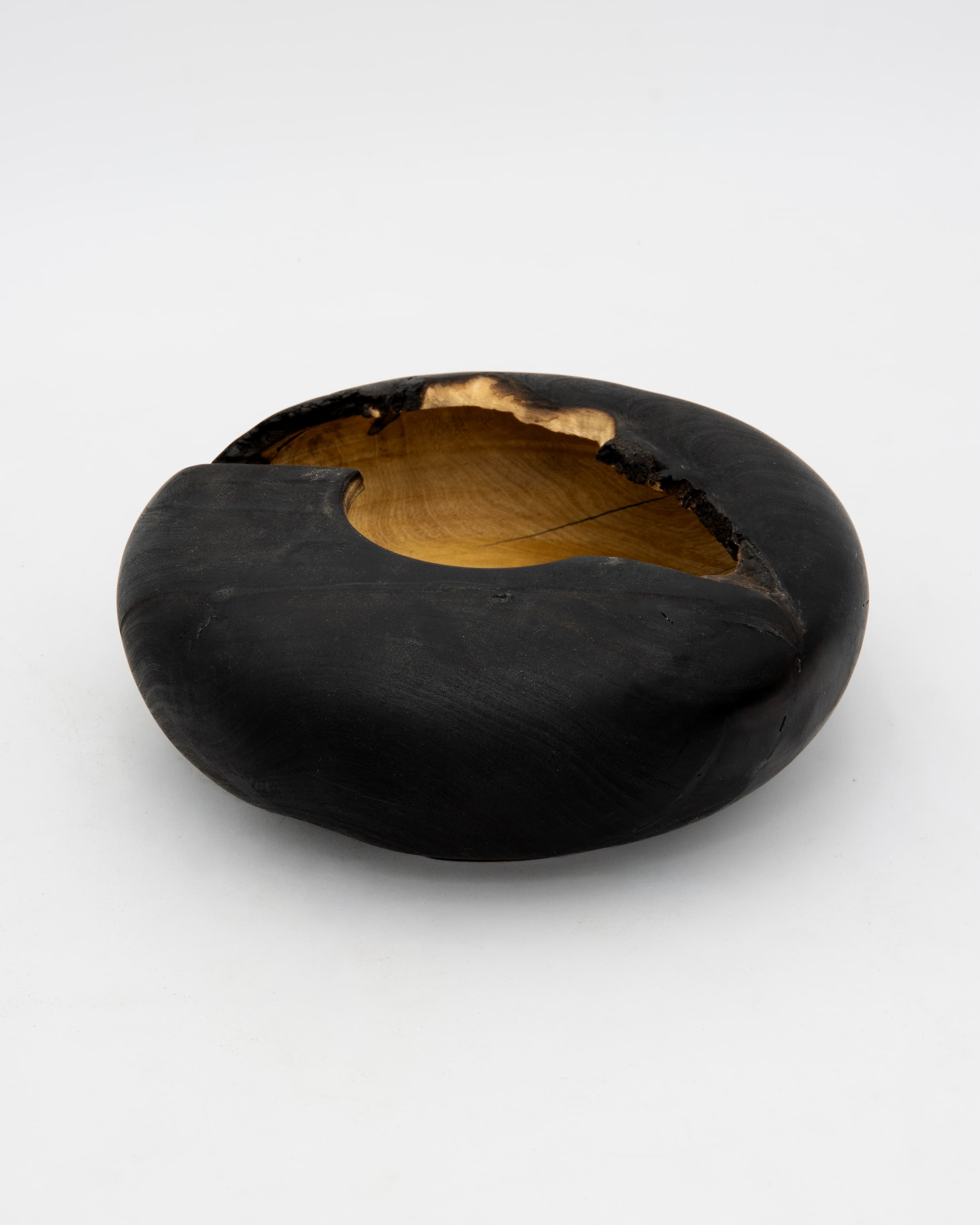 Shou Sugi Ban Orange Hollow Form, 7" x 2.5"