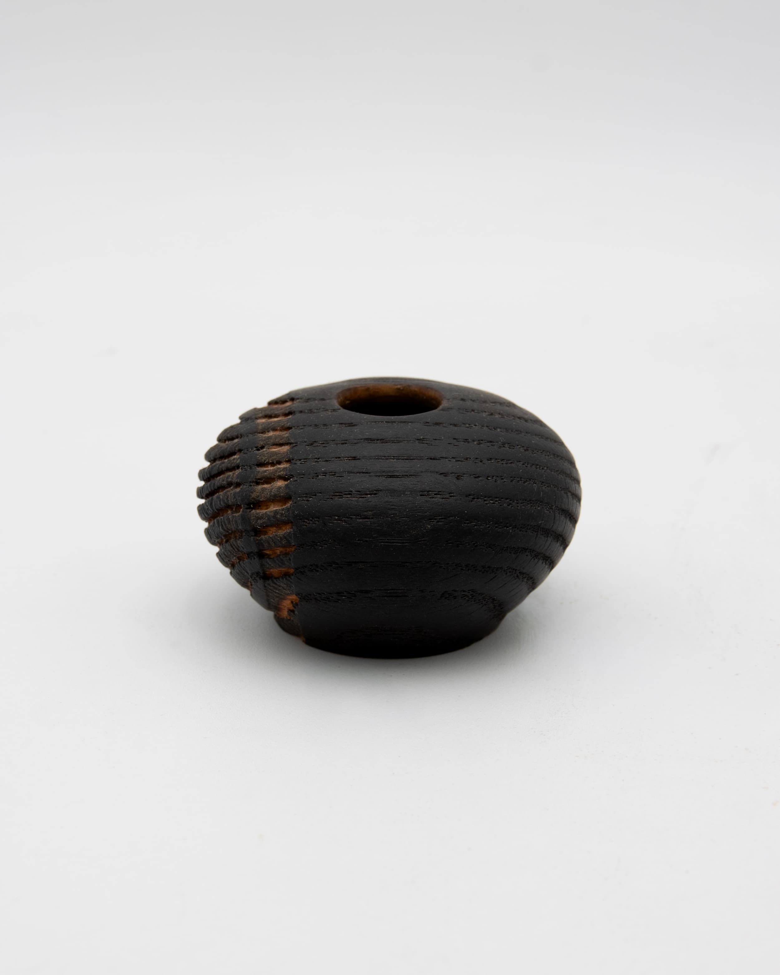 Shou Sugi Ban & Sandblasted Red Oak Hollow Form, 2.5" x 1.5"