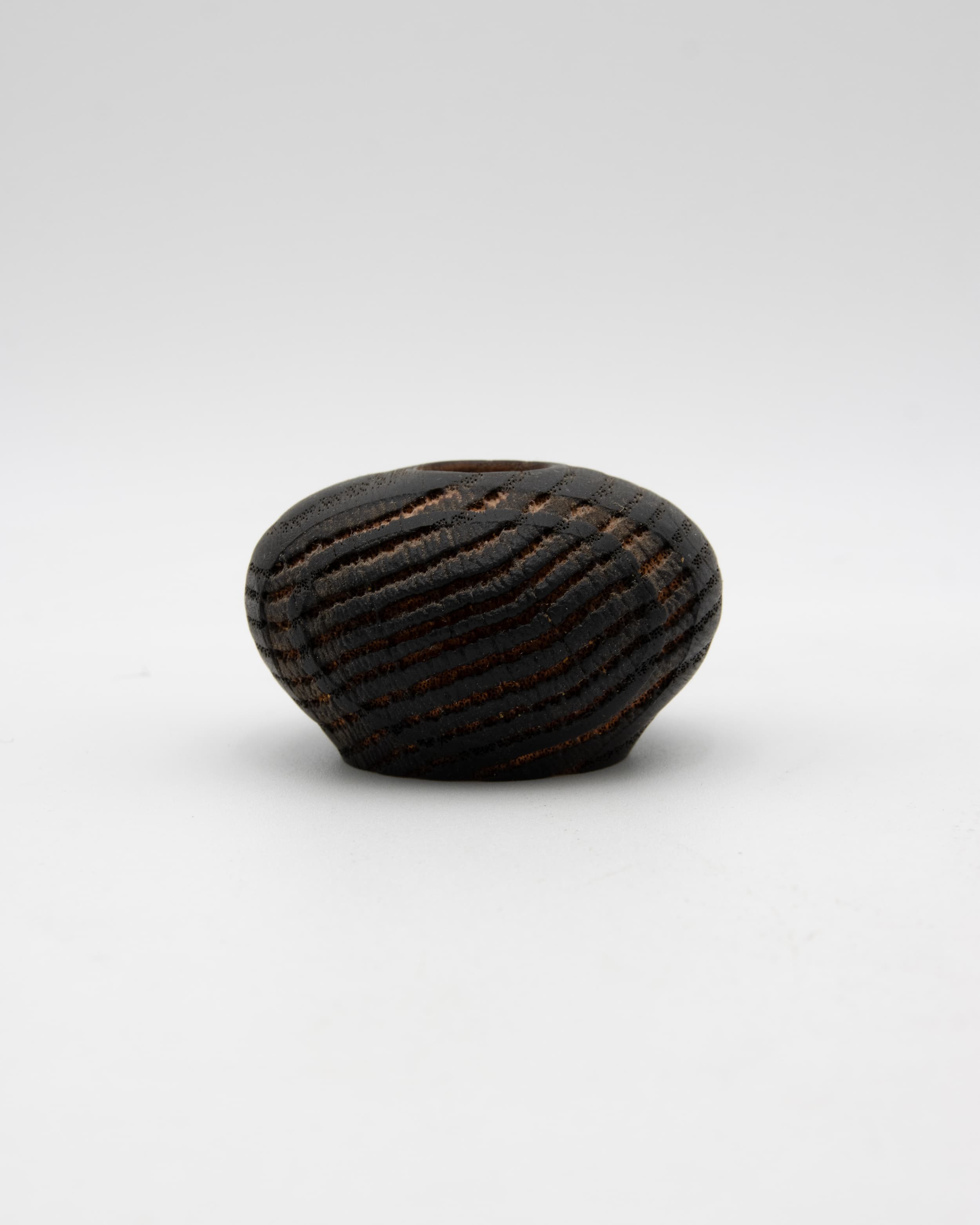 Shou Sugi Ban & Sandblasted Red Oak Hollow Form, 2.5" x 1.5"