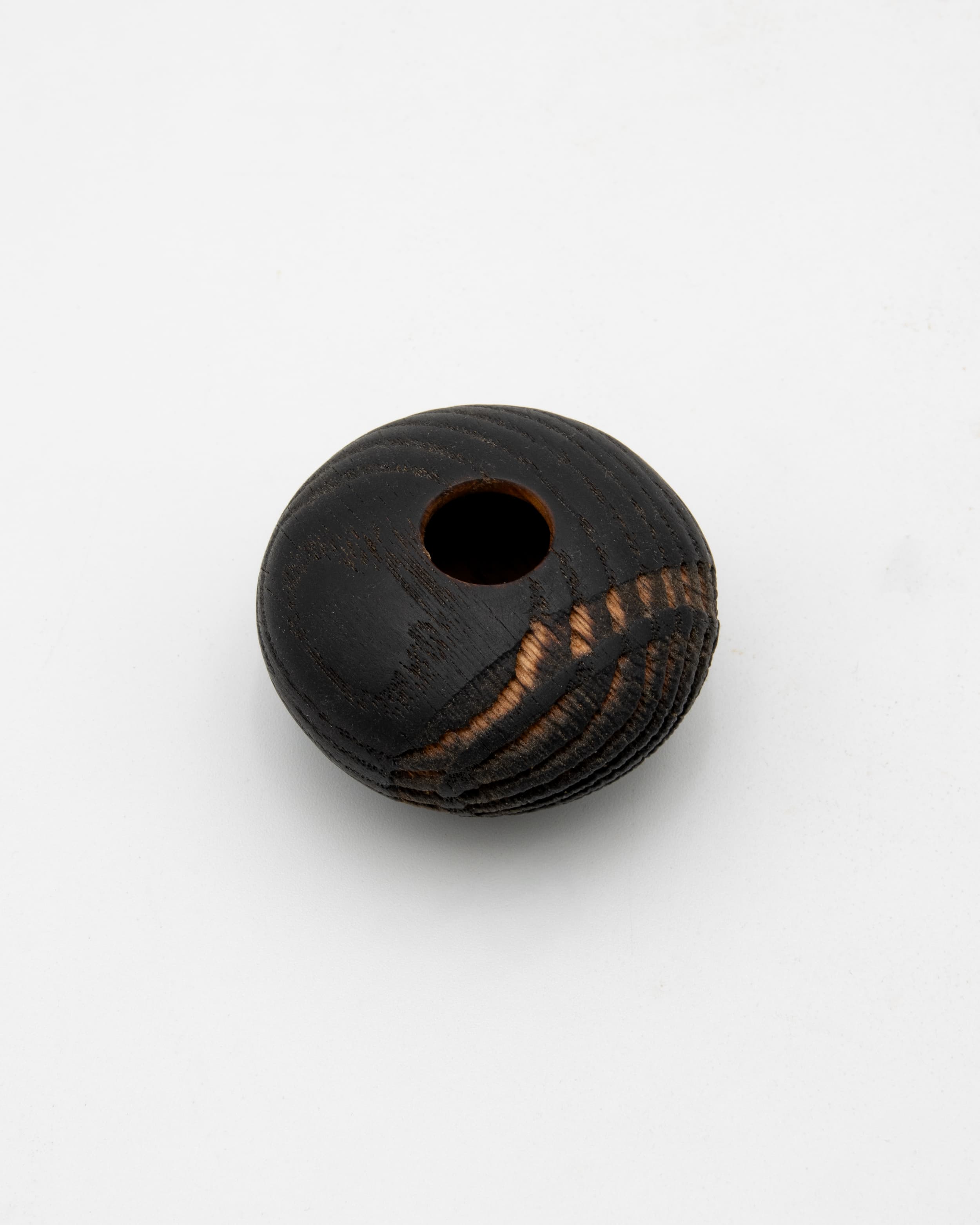 Shou Sugi Ban & Sandblasted Red Oak Hollow Form, 2.5" x 1.5"