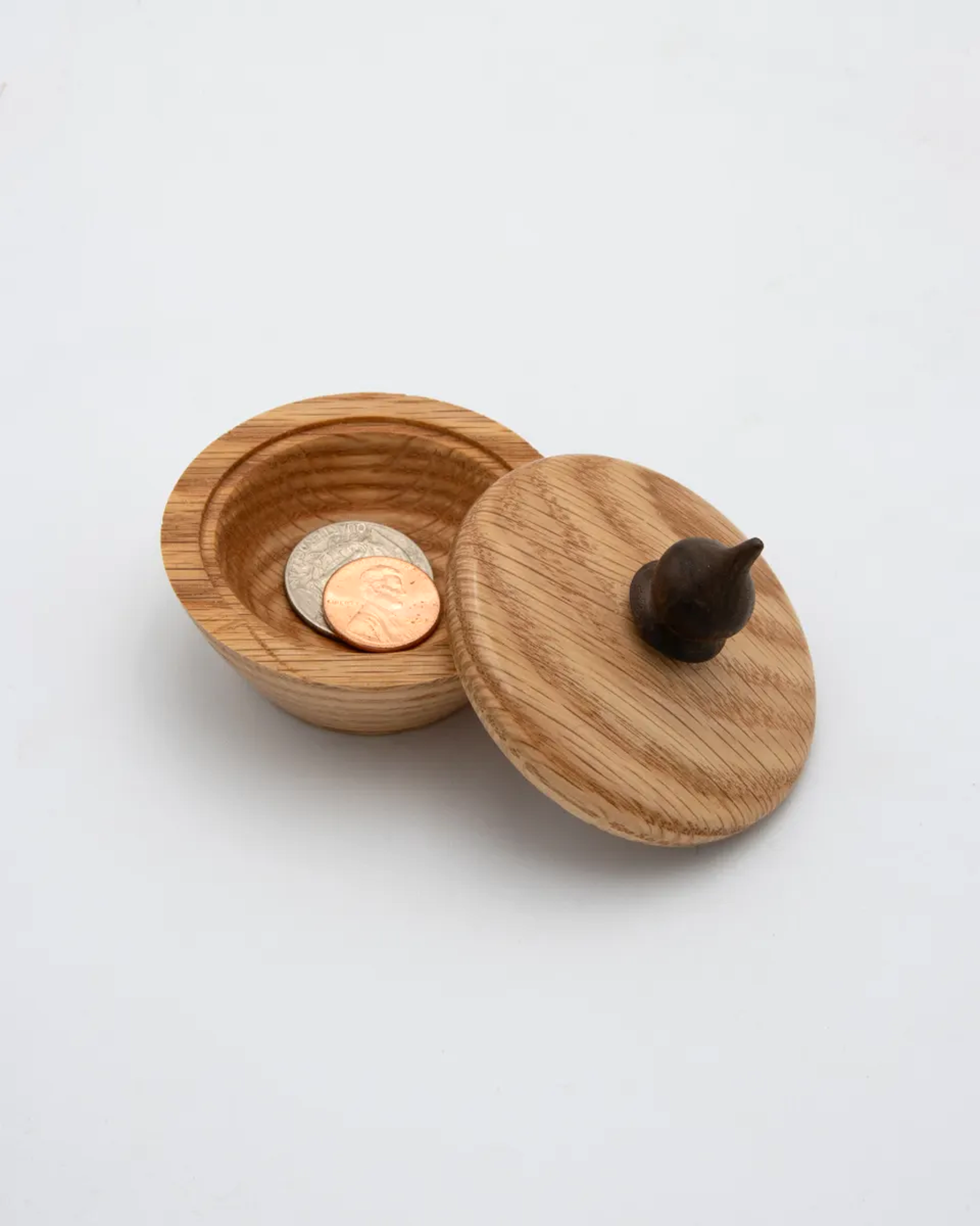 Red Oak Lidded Box with Black Walnut Finial, 3