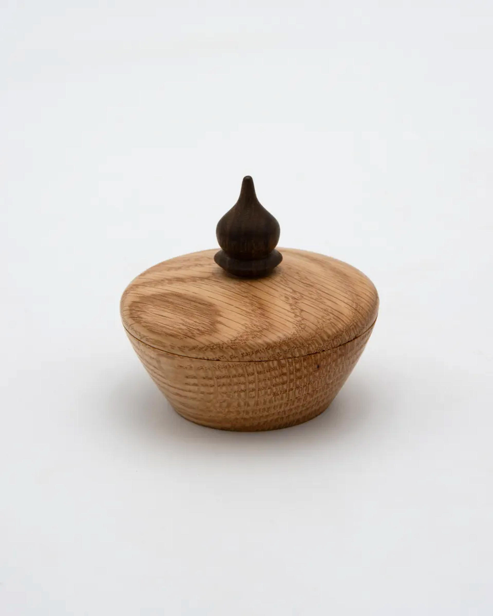 Red Oak Lidded Box with Black Walnut Finial, 3