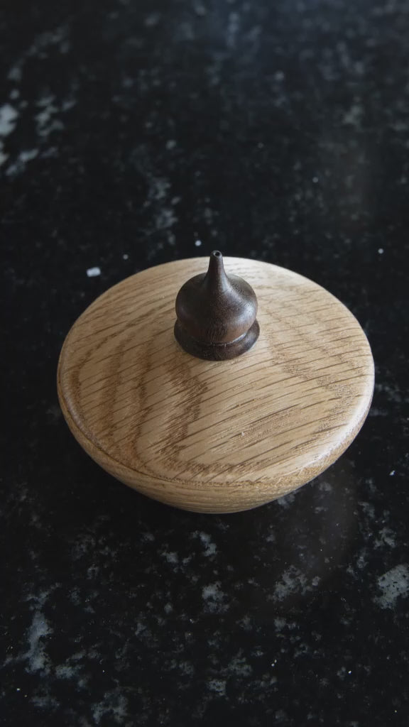 Red Oak Lidded Box with Black Walnut Finial 1